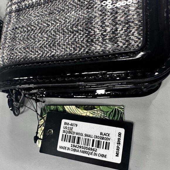 Badgley Mischka Sequins Wool Crossbody Vegan Leather Party Cocktail Purse Bag - Picture 7 of 15